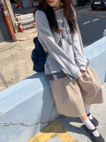 Nahin Check Patch Frill Hood Long Sleeve Tee