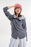 Bunny stripe button hoodie knit