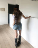 Perry Back Pocket Short Denim Shorts