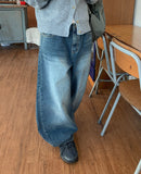 Lesokun Wide Brushed Denim Pants