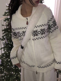 Pico Snow Nordic Collar Two-Way Knit Zip-Up