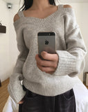 Olber loose fit string off shoulder knit