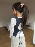 Obin Color Matching Slim Sleeveless T-Shirt Set