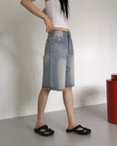 Kaeon Vintage Washed Denim Half Bermuda Pants