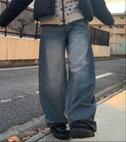 Put Washing Denim Wide Balloon Pants