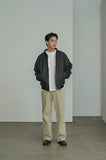 Overfit Washed Leather Bomber Jumper