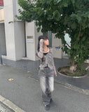 Tutu Gray Washing Denim Wide Pants