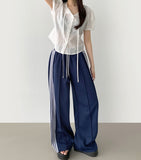 Banding Lace Track Wide Banding Pants