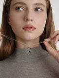 [Premium Plating] Volume Square AB(W) H BAR Necklace L