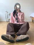 Hoya Winter Fur Angora Velcro Flat Mary Jane Loafers