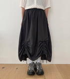 Urend Shirring Nylon Long Skirt