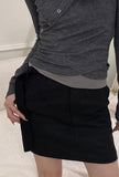 Mori Belt Wool Midi Skirt