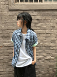 [unisex] Module Loose-Fit Check Short Sleeve Shirt