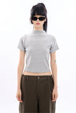 Uno ribbed half turtle-neck crop T-shirt