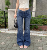 Slim Low-Rise Lightweight Semi Long Bootcut Denim Pants
