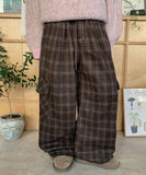 Nelling brushed check wide wool cargo pants