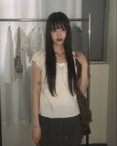 Kuya puff sleeve short sleeve blouse