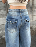Riggers Backpocket Washing Wide Denim Pants