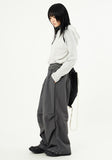 Hem snap pintuck nylon banding pants