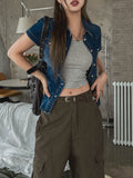 Wes Span Semi-Crop Snap Denim Shirt