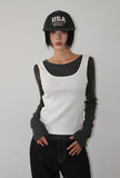SIDE BUTTON RIB SLEEVELESS