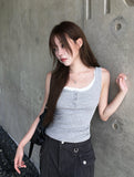 Mue Button Ribbed Sleeveless