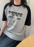 Ruhaku Lettering Color Matching Raglan Over Short Sleeve Tee