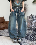 Kidens Balloon Embroidered Denim Pants