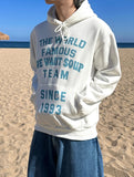 Unisex world lettering brushed hoodie