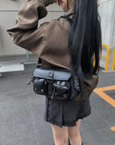 Cont Leather Pocket Shoulder Bag