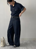 [unisex/summer yarn] Fred denim overfit short sleeve shirt