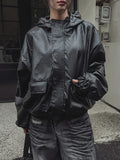 Binsi Pocket Overfit Hood Leather Jumper