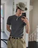 Snug slim ribbed short sleeves