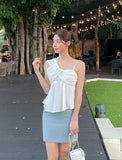 Onde Unbal shirring sleeveless blouse