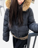 Rayoon fur hooded short zip-up padding