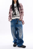 Logan cat washed wide denim pants