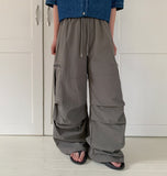 Pupon Parachute Cargo Nylon Wide Pants