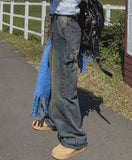 (UNISEX) Coloring Carpenter Wide Denim Pants