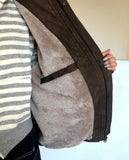 Peoen High Neck Fur Suede Jacket