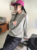 Onbee Shoulder Silt String Boxy Long Sleeve Hoodie