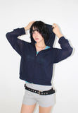 SHEER HOODED ZIP-UP