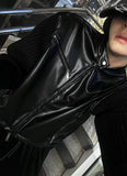 Deep Black Knit Suede Jacket