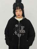 END OF TIME Applique Hooded Zip-Up