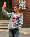 Vintage Flag Off-Shoulder Sweatshirt
