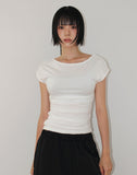 SIDE SHIRRING CAP SLEEVE T