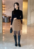 Albina Wool Button Mini Skirt