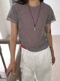 Lefe Mesh Layered Side String Short Sleeve T-Shirt