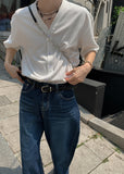 Solid V-neck half cardigan