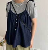 Leton Denim Sleeveless Blouse