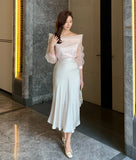 Setiel Off Shoulder Chiffon Blouse